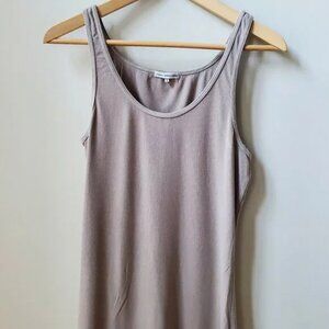James Perse Medium Weight Ribbed Scoop Neck Daily Tank Taupe Size 4 L XL